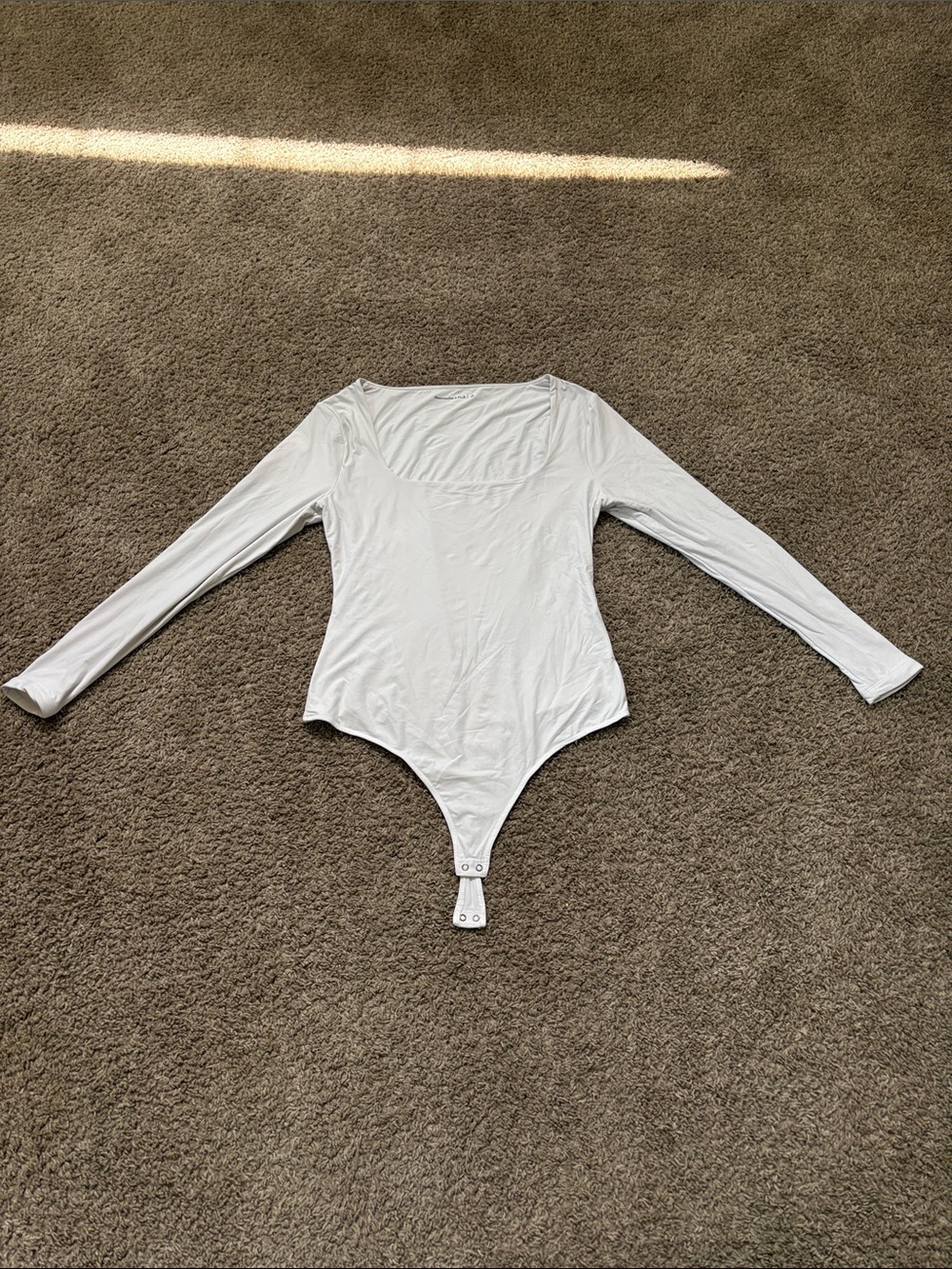 Abercrombie & Fitch White Long-Sleeve Women's Bodysuit With Scoop Neckline